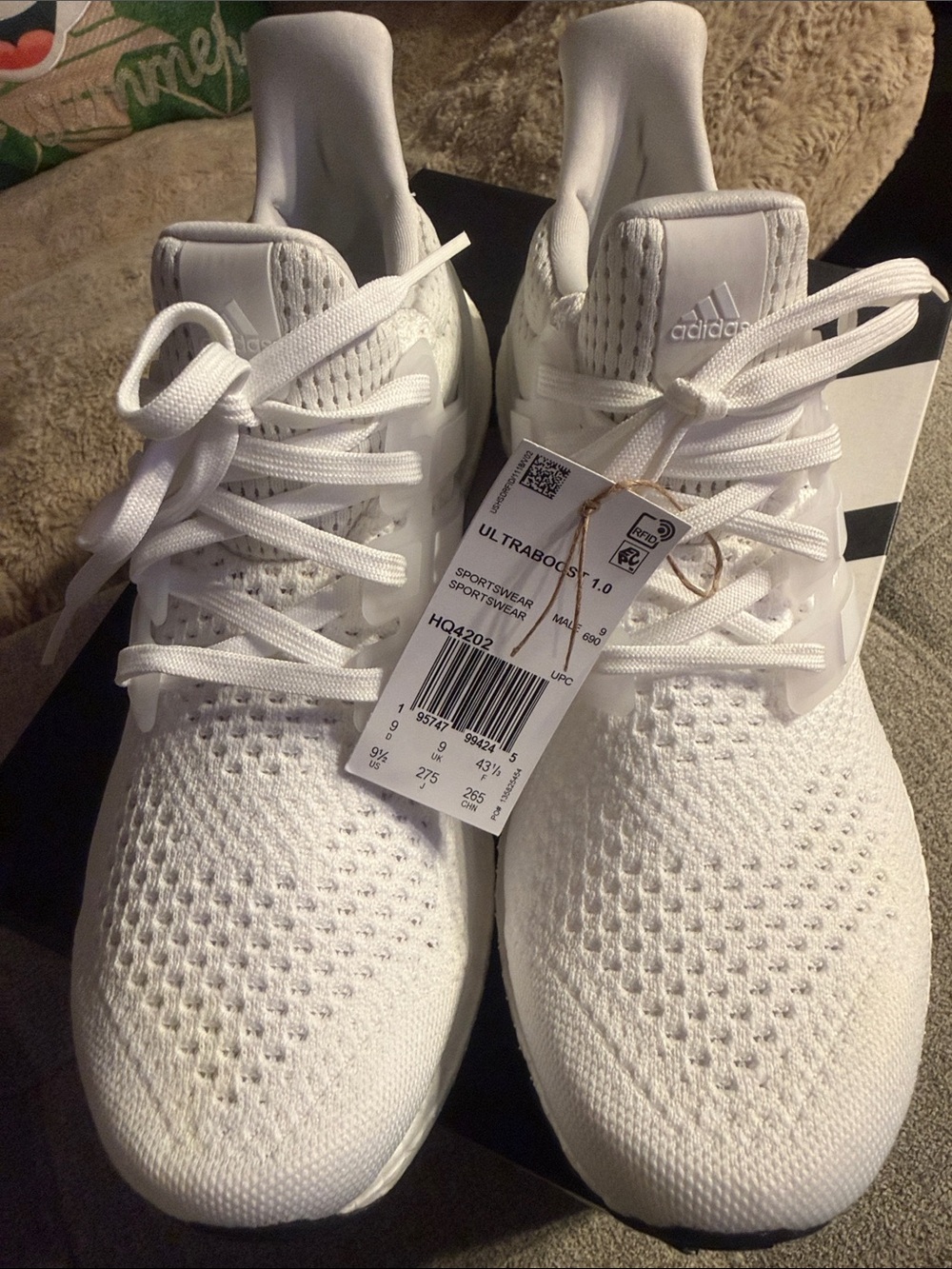 adidas White Ultraboost with Black Outsole Accents